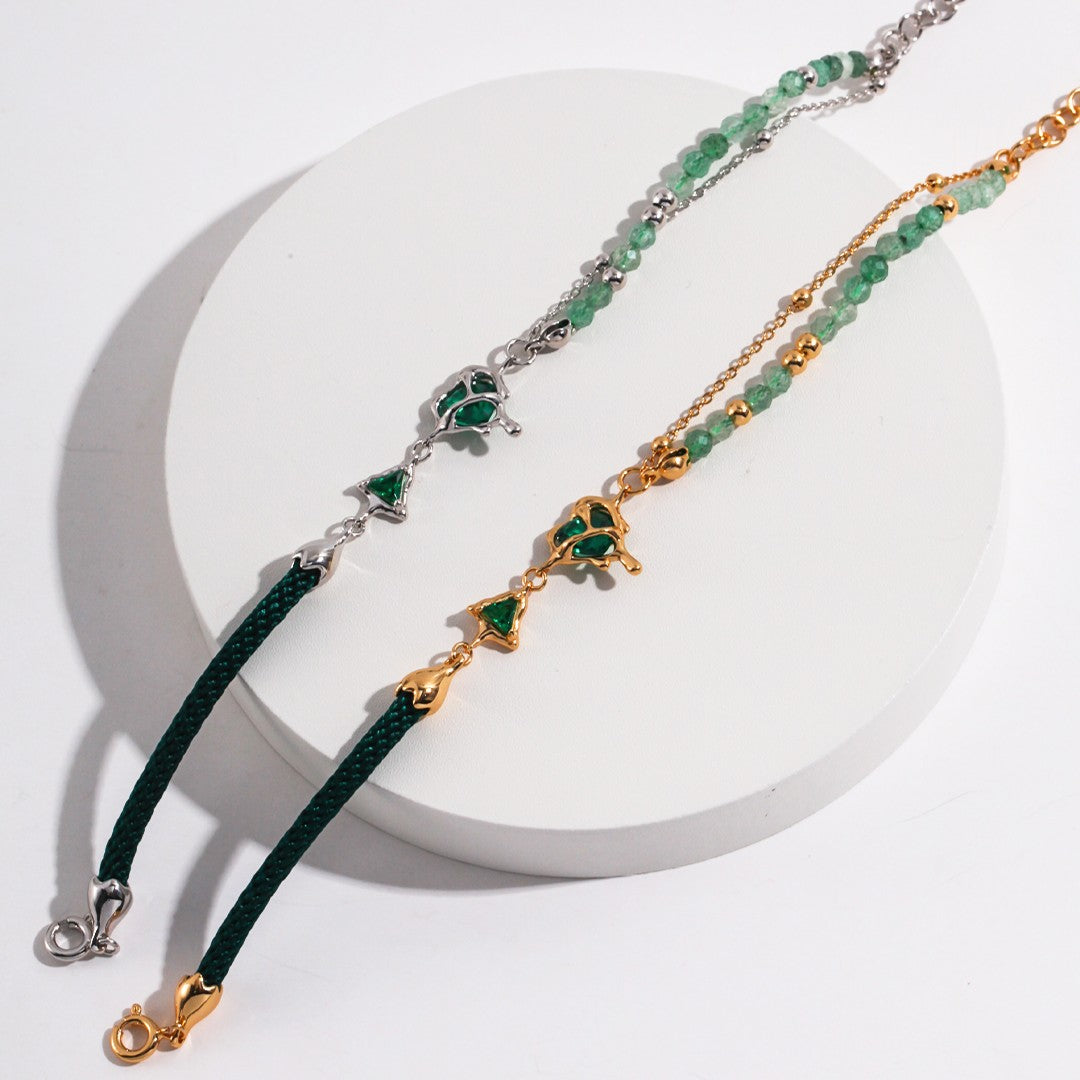 Strawberry Crystal&Hemp Rope Bracelet