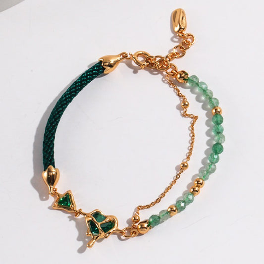 Strawberry Crystal&Hemp Rope Bracelet