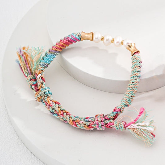 Hemp Rope&Pearl Bracelet