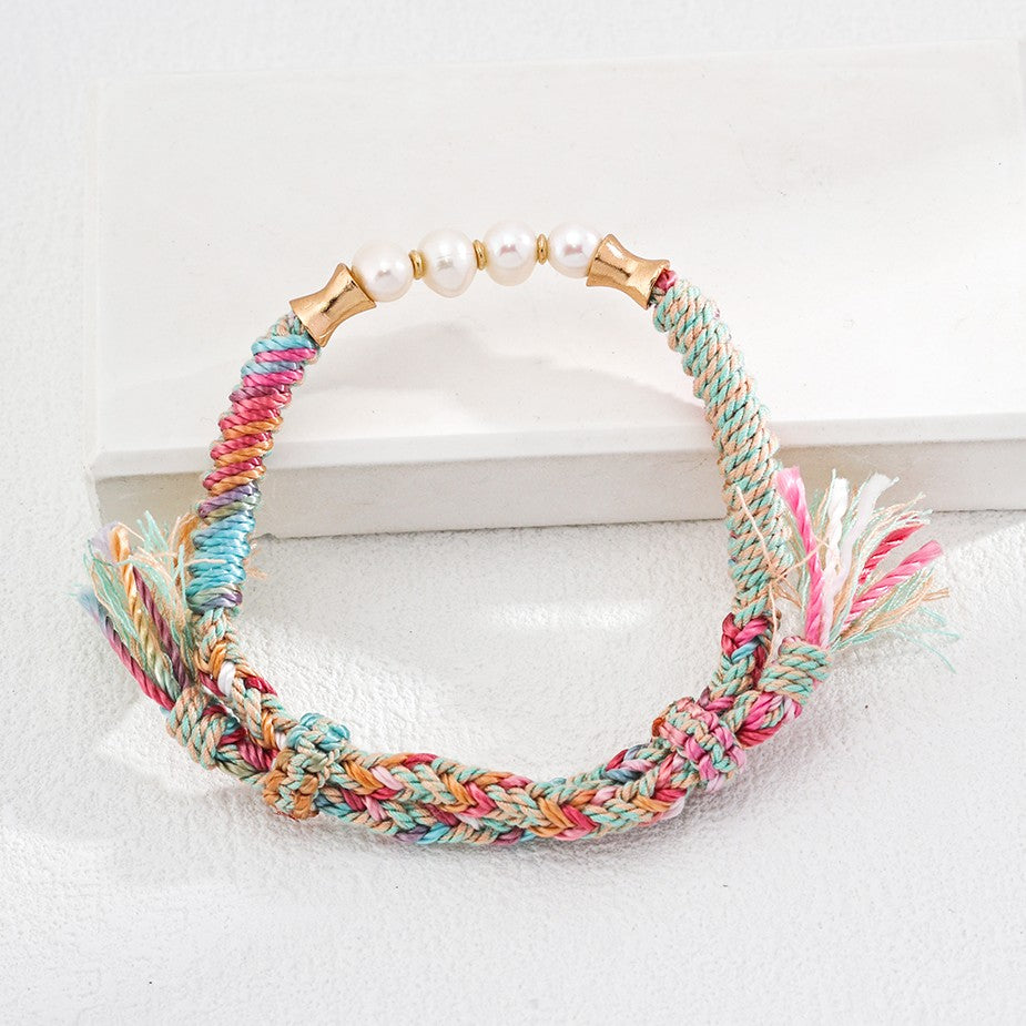 Hemp Rope&Pearl Bracelet