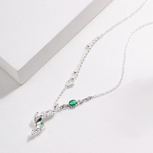 Leaf Shaped Green Zircon Necklace