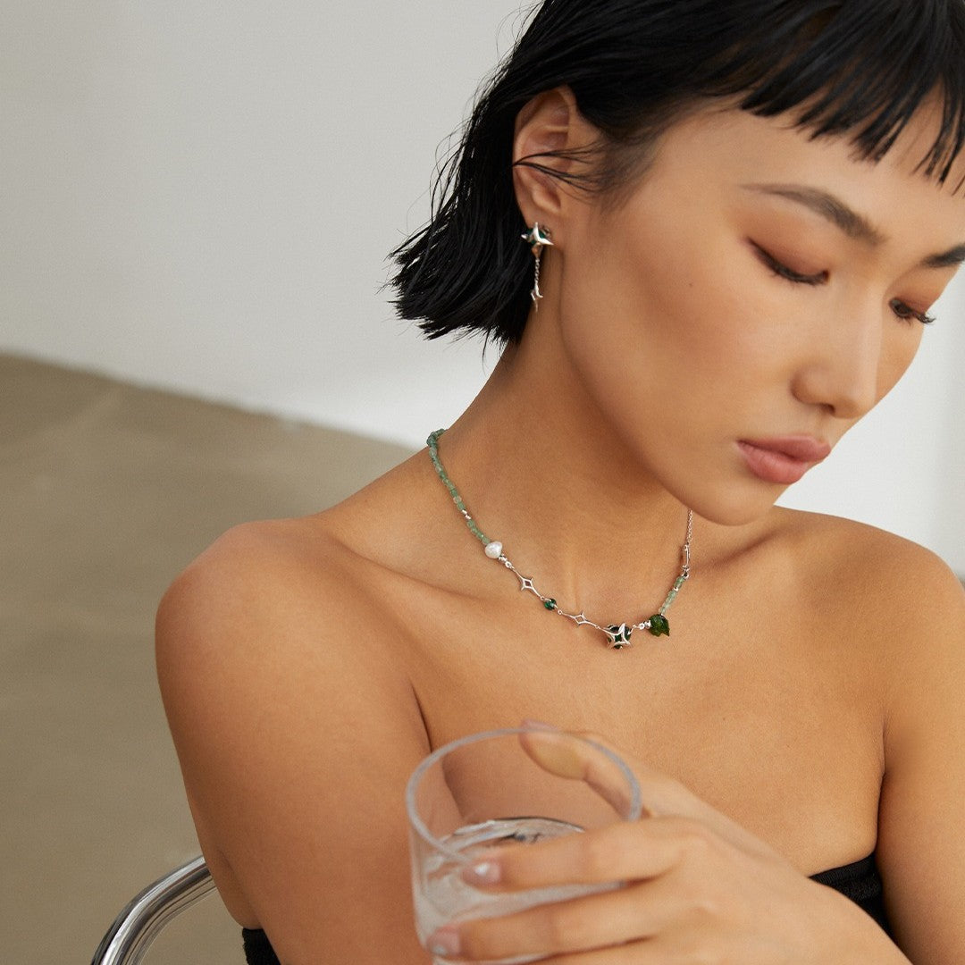 Strawberry Crystal&Zircon Necklace