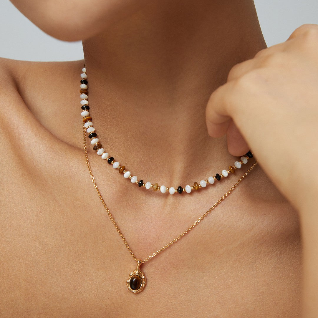Tiger-Eye Stone Pendant Necklace Ⅰ