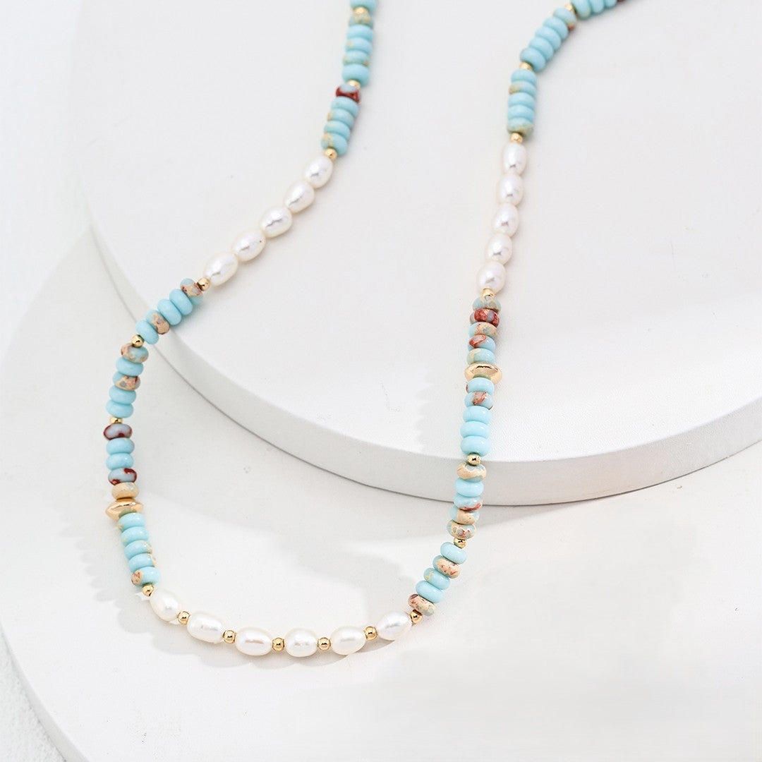 Shoushan Stone&Pearls Necklace