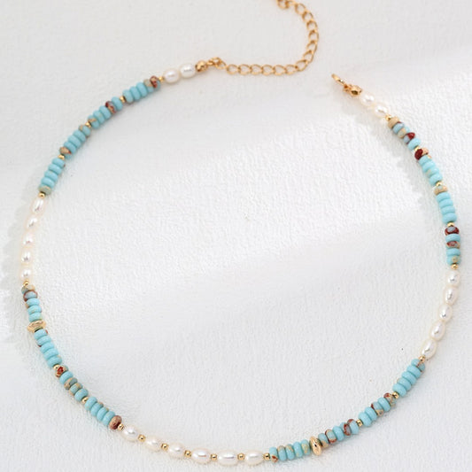 Shoushan Stone&Pearls Necklace