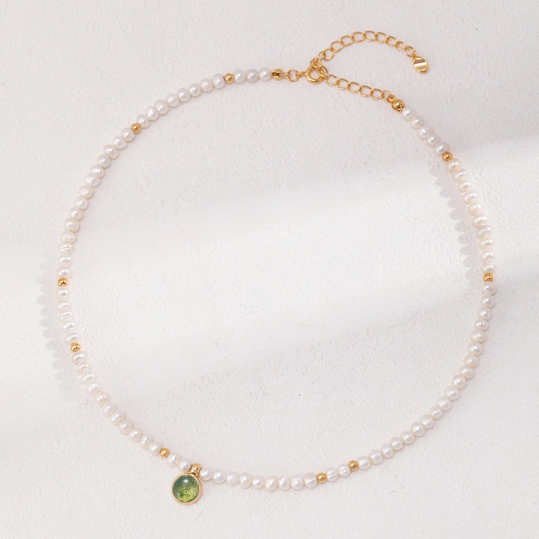 Moss Agate&Pearl Necklace