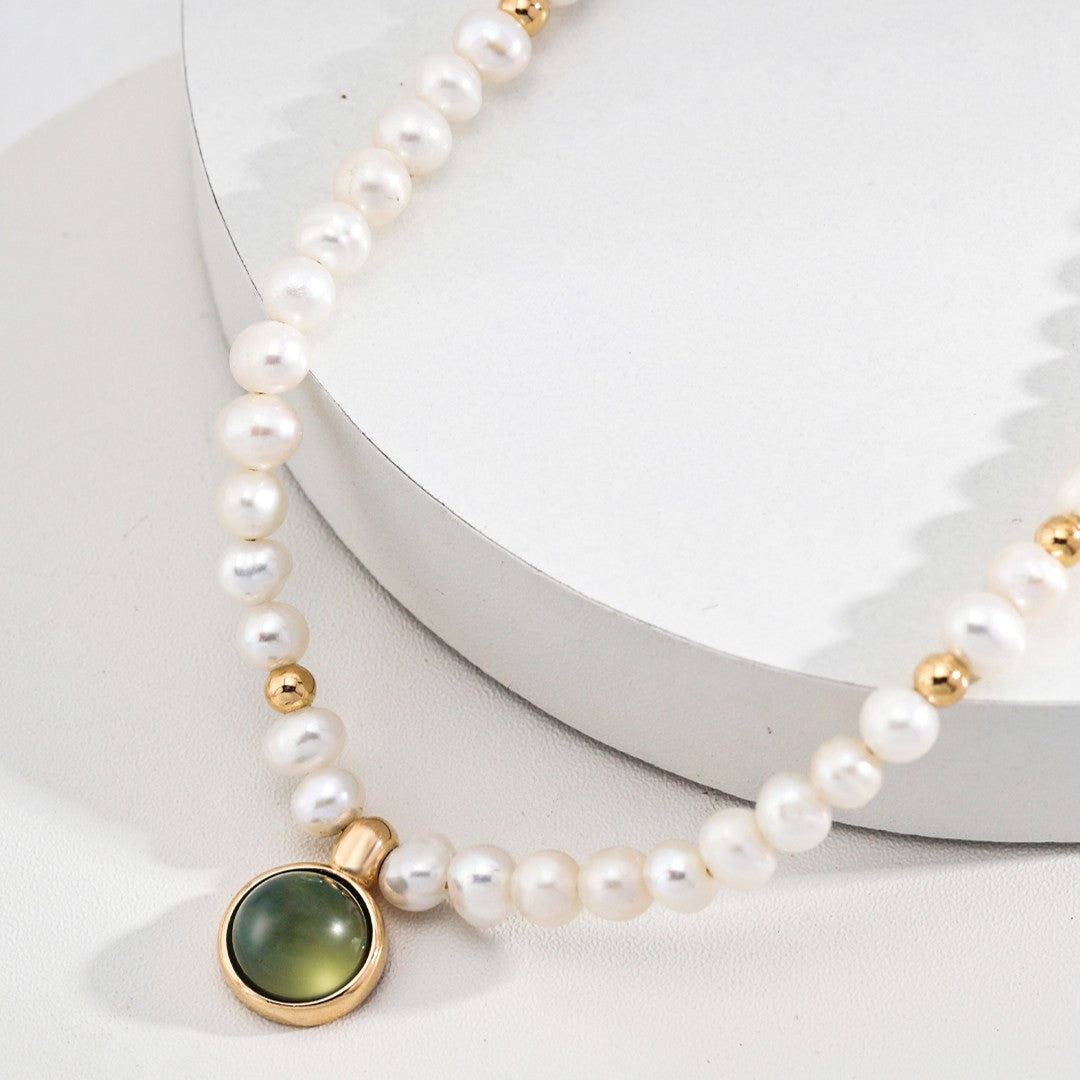 Moss Agate&Pearl Necklace