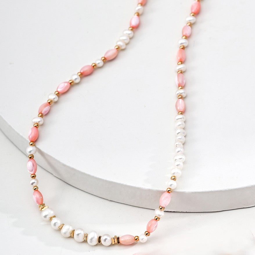 Pearl&Pink Shell Bead Necklace