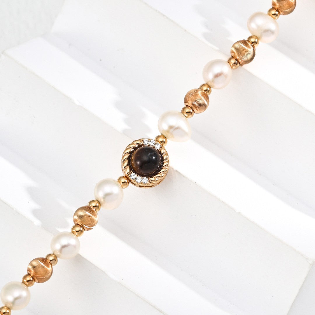 Tiger-Eye Stone&Pearl Necklace Ⅰ