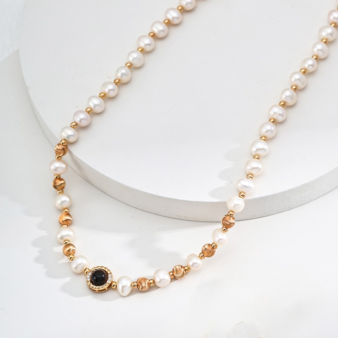 Tiger-Eye Stone&Pearl Necklace Ⅰ