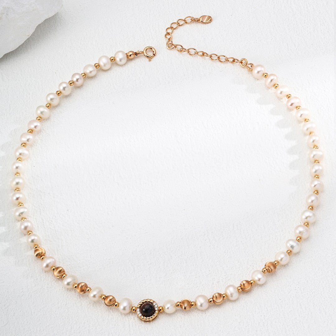 Tiger-Eye Stone&Pearl Necklace Ⅰ