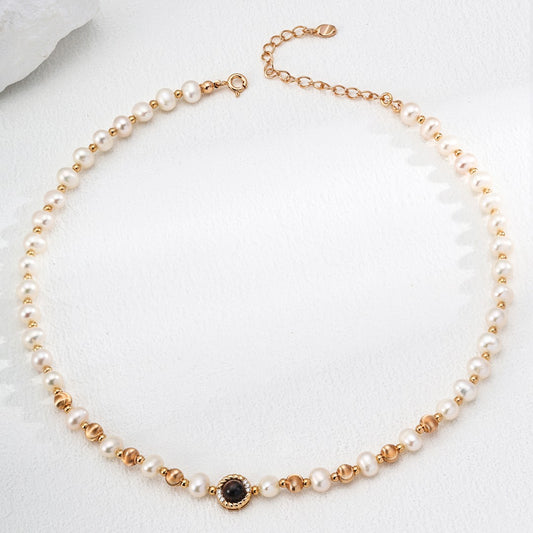 Tiger-Eye Stone&Pearl Necklace Ⅰ