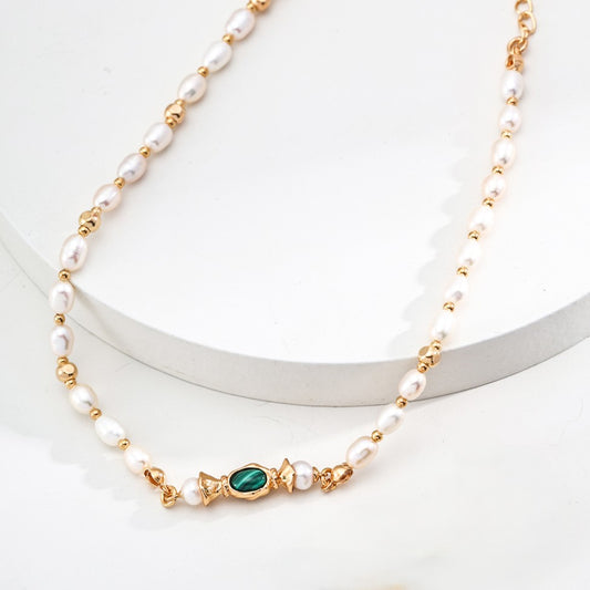 Malachite&Pearl Necklace Ⅰ