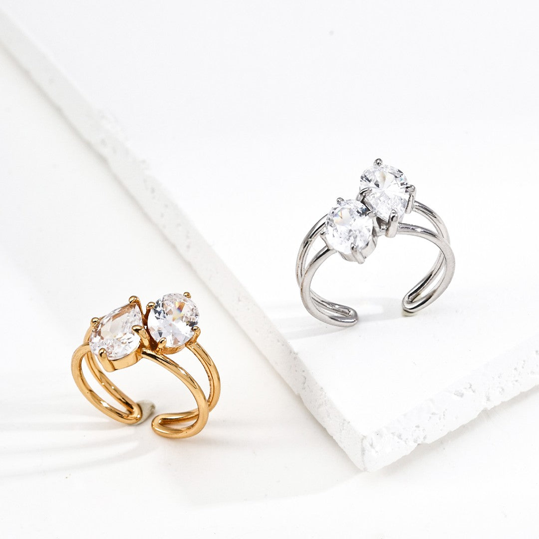Double Circle Zircon Ring