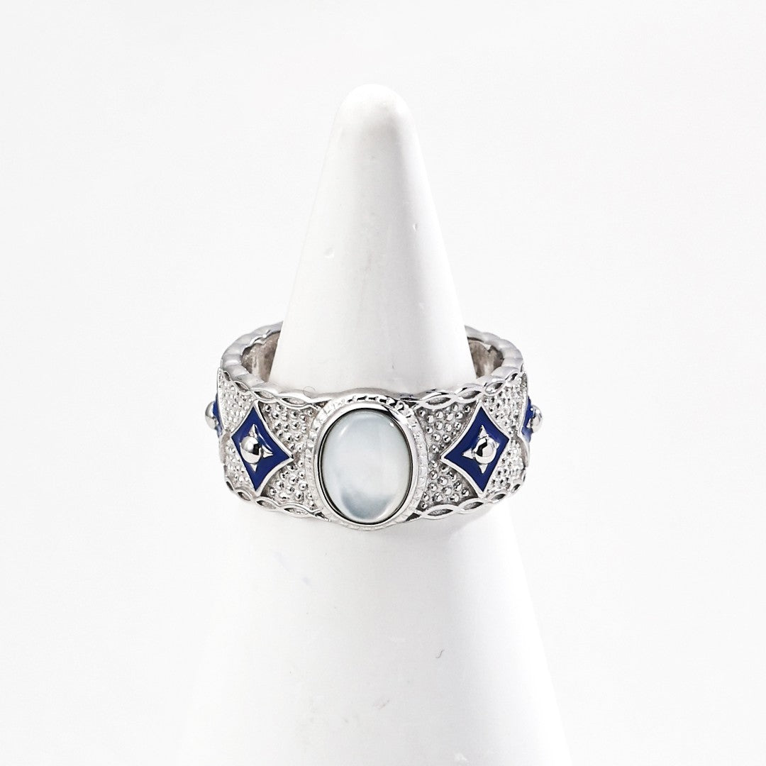 Blue Enamel&Lapis Lazuli/Shell Ring