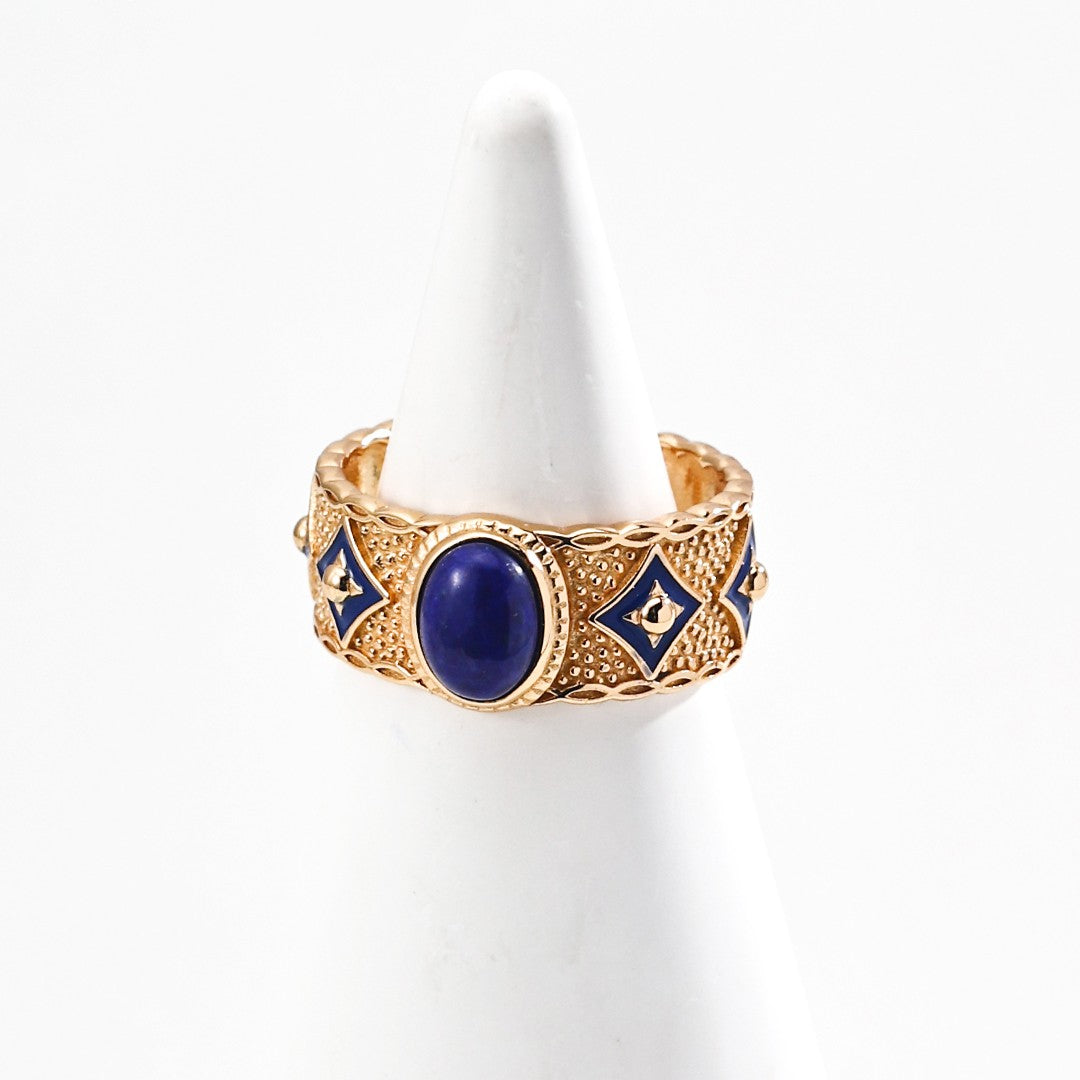 Blue Enamel&Lapis Lazuli/Shell Ring