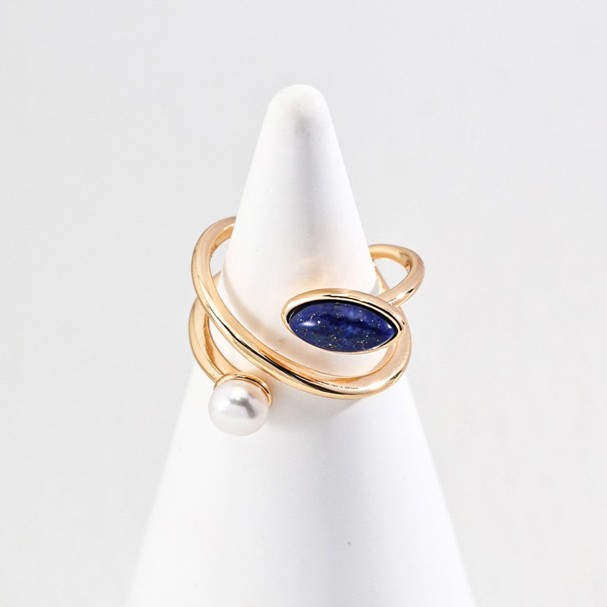 Lapis Lazuli&Pearl Ring