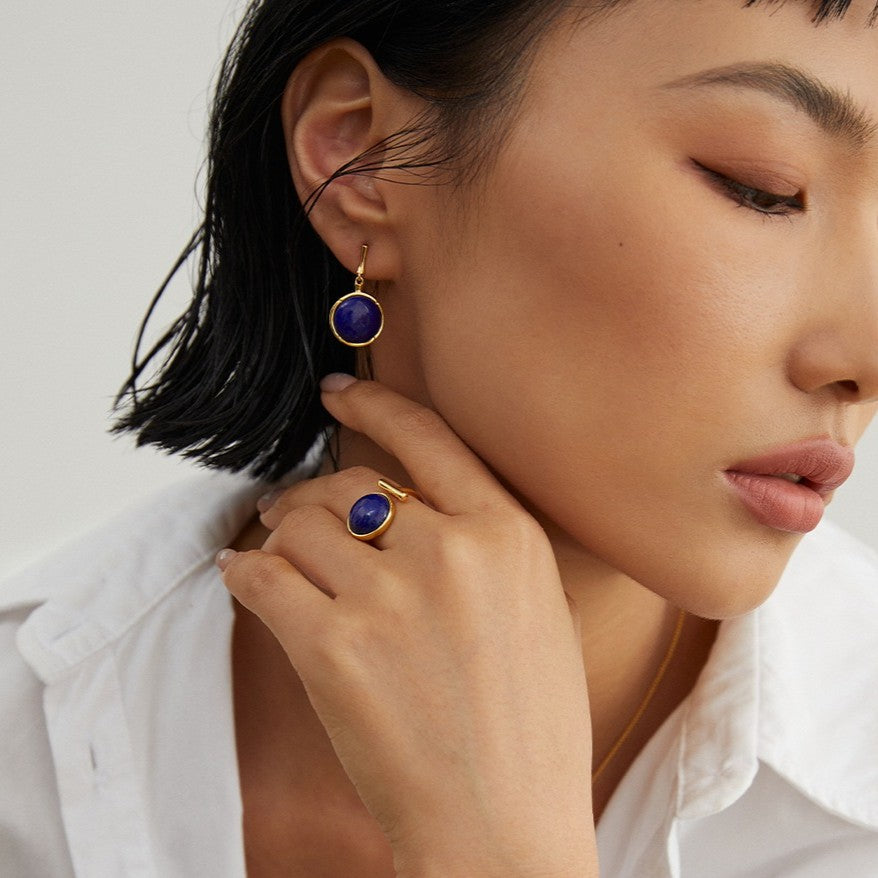 Round Lapis Lazuli Earrings