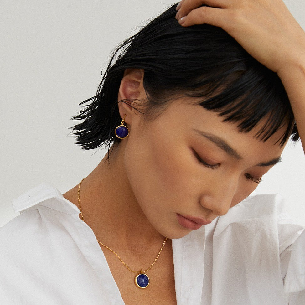 Round Lapis Lazuli Earrings