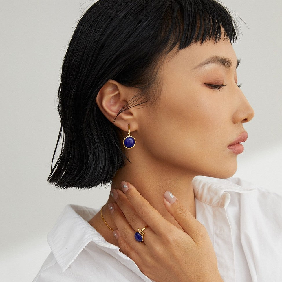 Round Lapis Lazuli Earrings