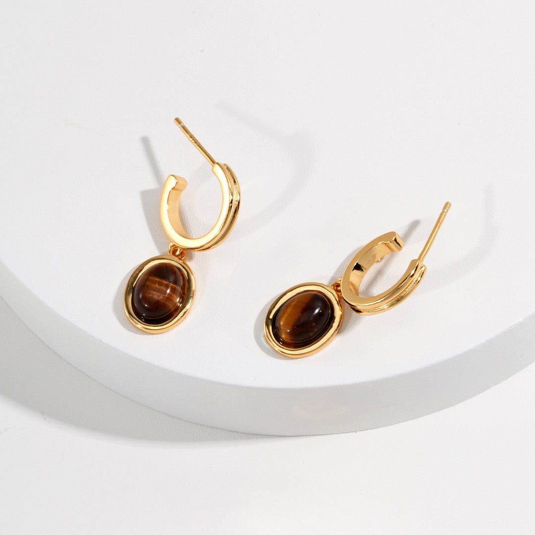 Tiger-Eye Stone Earrings Ⅰ