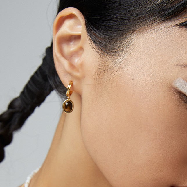 Tiger-Eye Stone Earrings Ⅰ