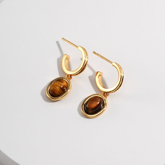 Tiger-Eye Stone Earrings Ⅰ