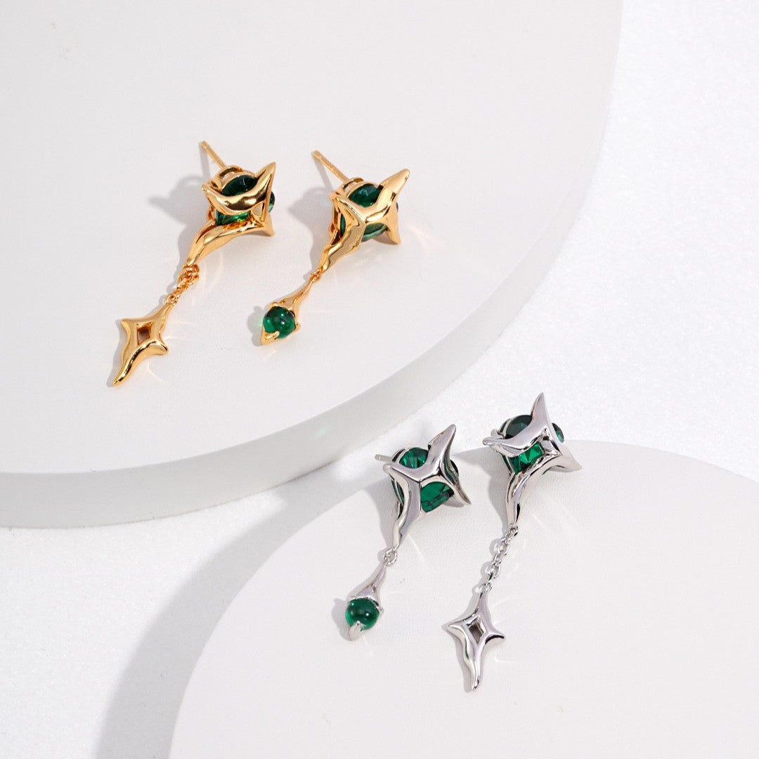 Asymmetrical Four Pointed Star Earrings