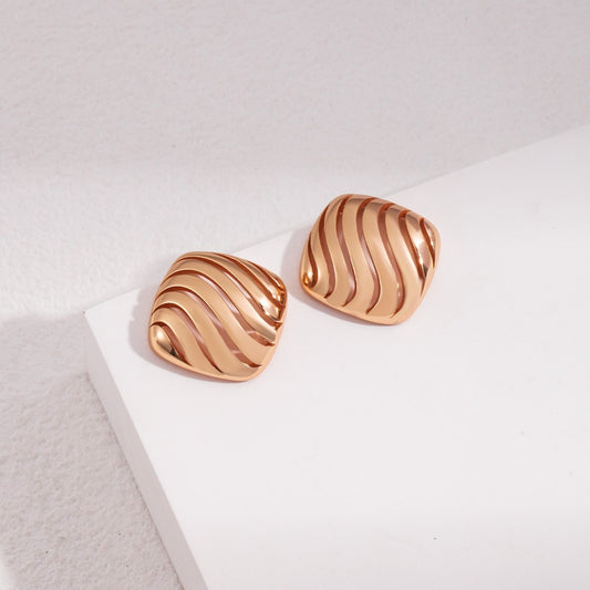 Hollow Cube Silver Earrings
