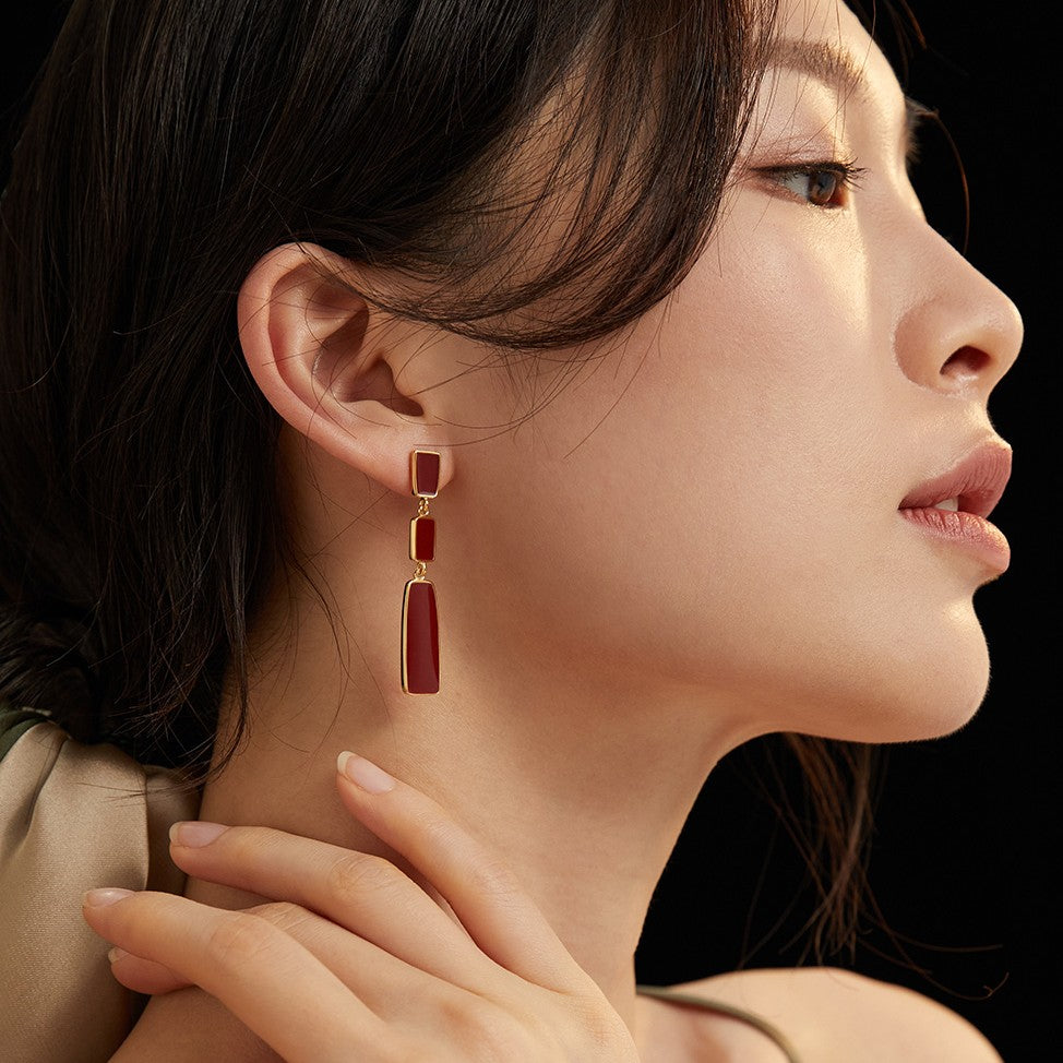 Red Enamel Earrings Ⅱ
