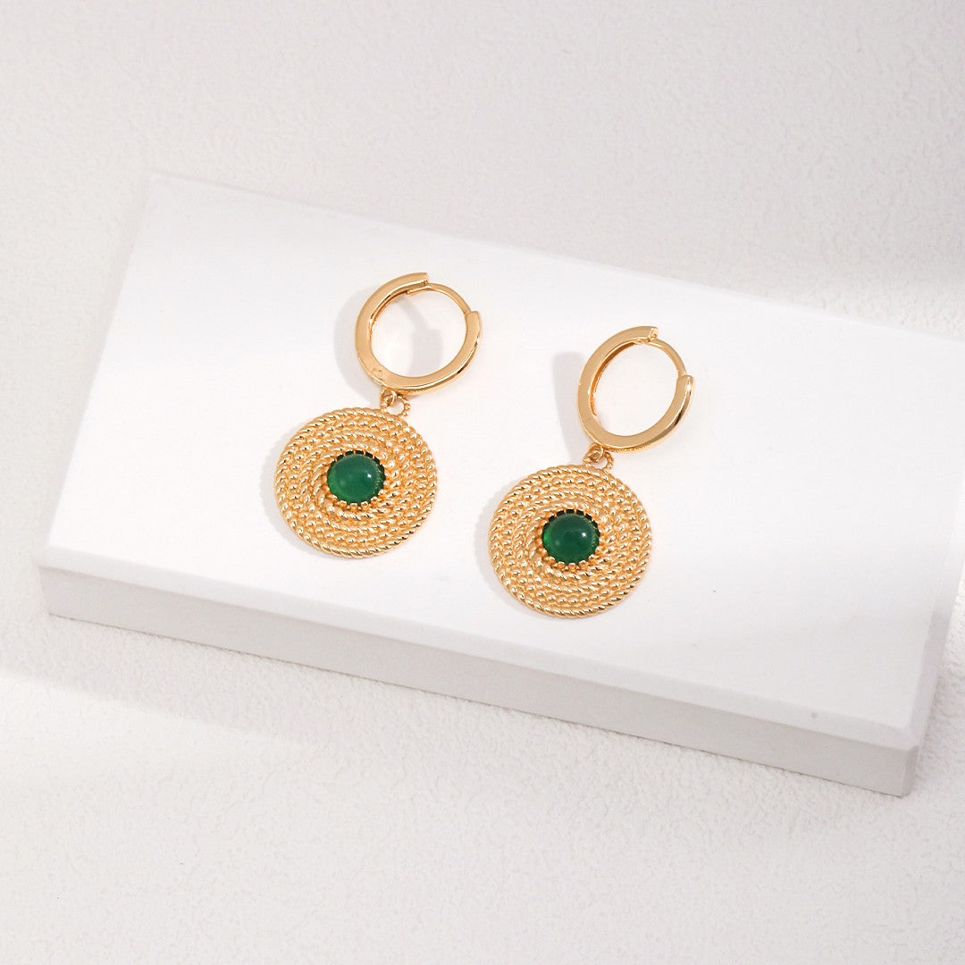 Chalcedony Inlaid Earrings