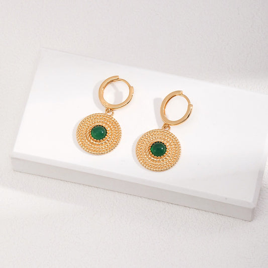 Chalcedony Inlaid Earrings