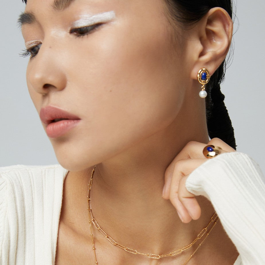 Lapis Lazuli&Pearl Earrings