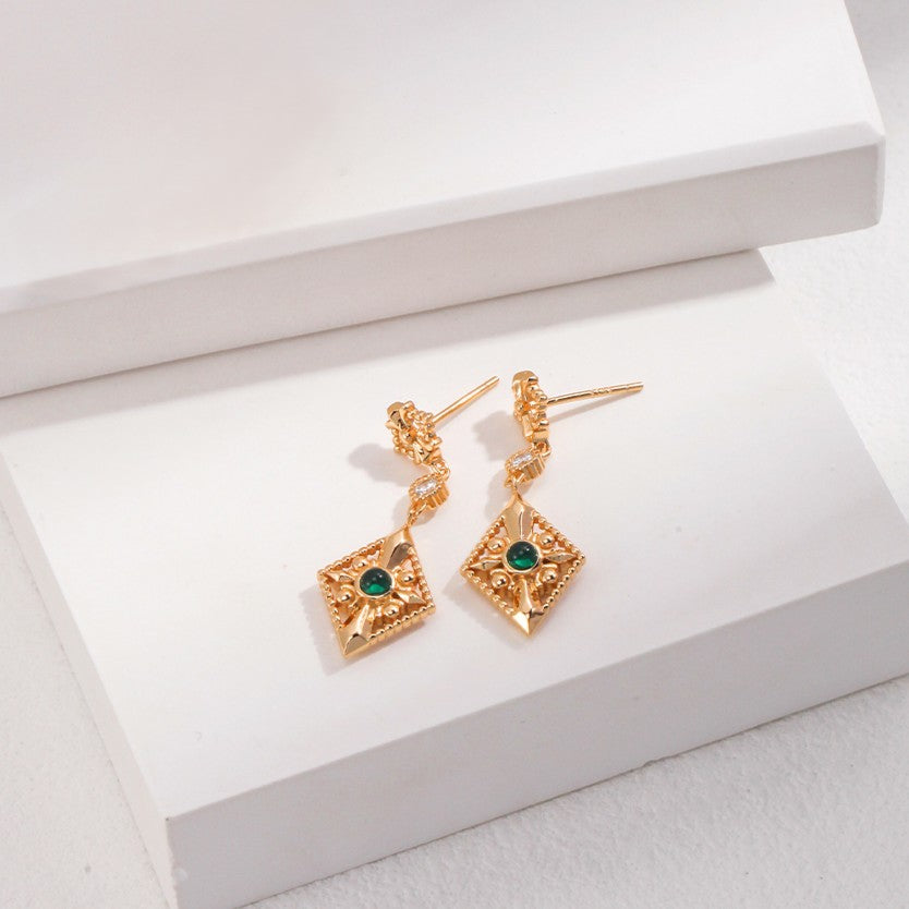 Zircon Inlaid Pendant Earrings