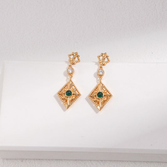 Zircon Inlaid Pendant Earrings