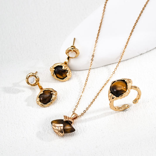 Tiger-Eye Stone Jewelry Set