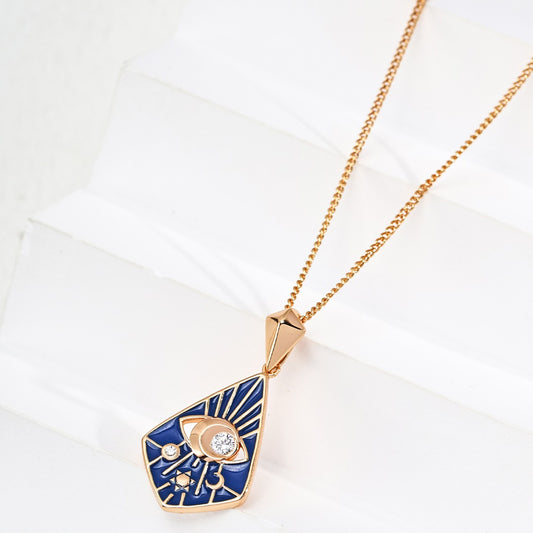 Blue Enamel Pendant Necklace