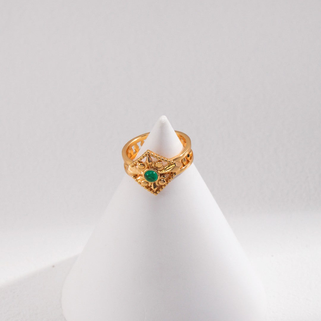 Green Zircon Inlaid Ring