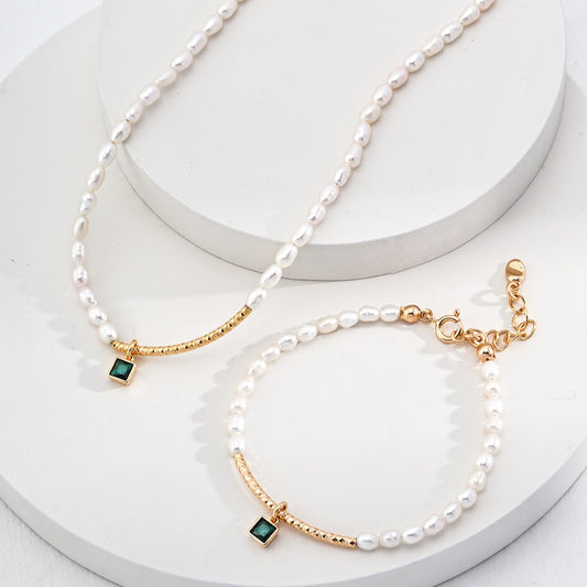 Green Zircon Pendant Jewelry Set