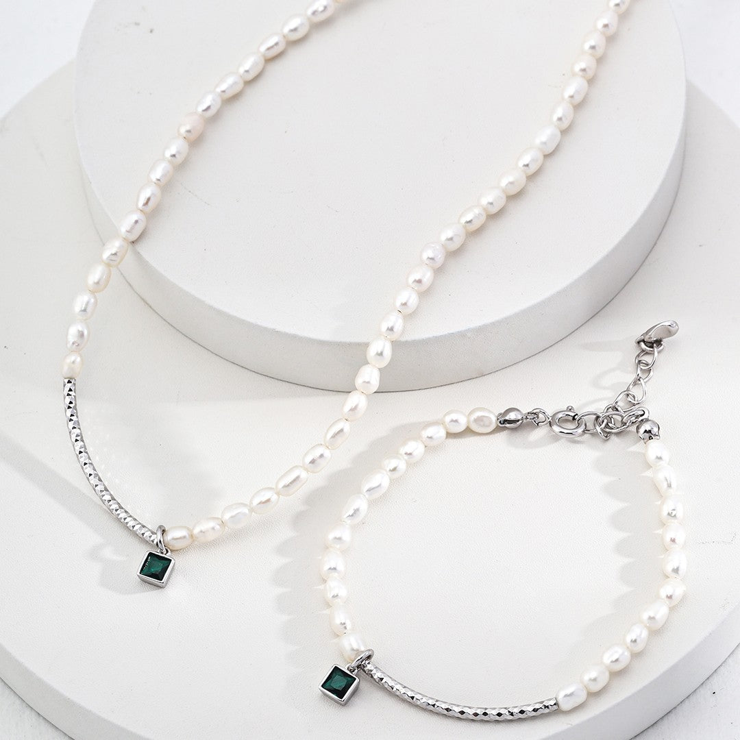 Green Zircon Pendant Jewelry Set