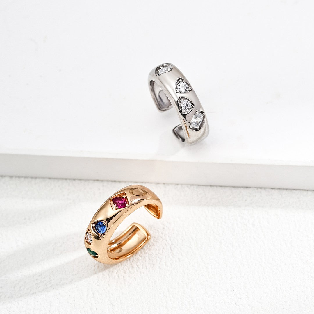 Multicolor Zircon Inlaid Ring