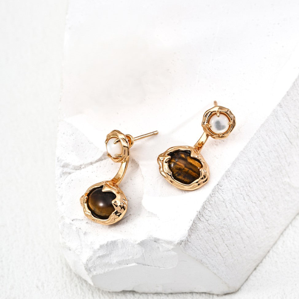 Tiger-Eye Stone Earrings Ⅱ