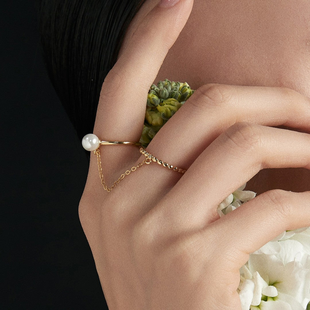 Double-Circle Shell Bead  Ring