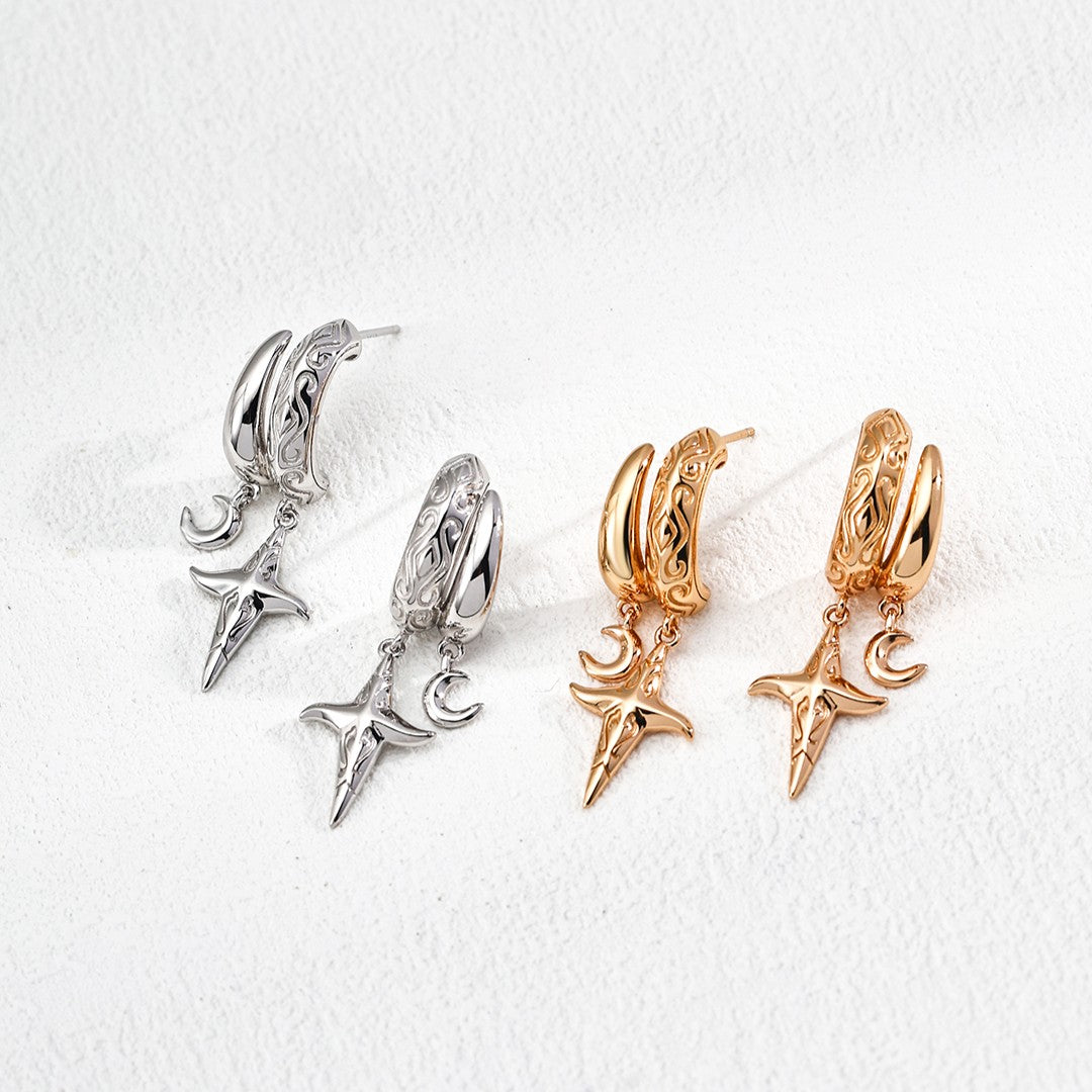 Star&Moon Pendant Earrings