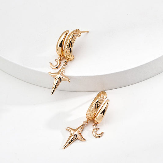 Star&Moon Pendant Earrings