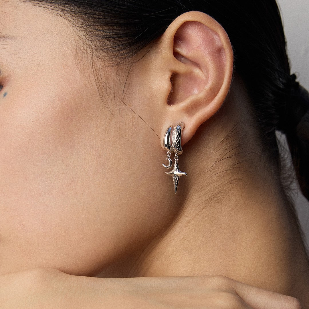 Star&Moon Pendant Earrings