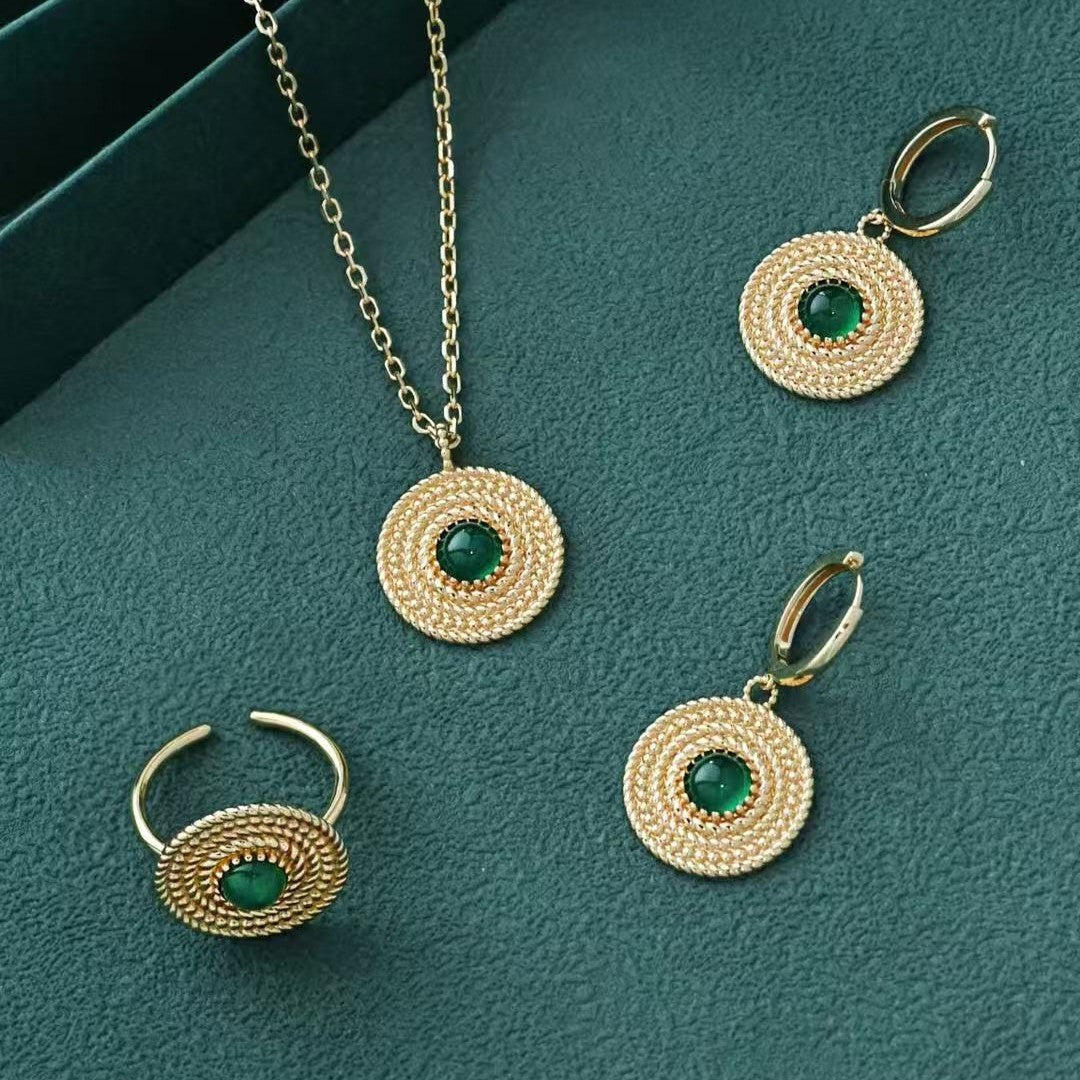 Green Chalcedony Jewelry Set