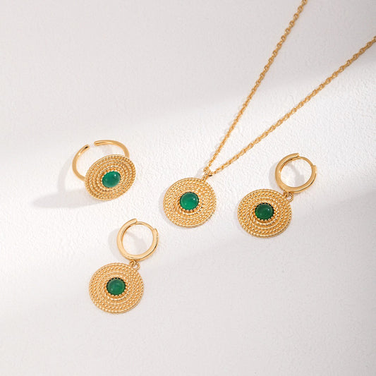 Green Chalcedony Jewelry Set