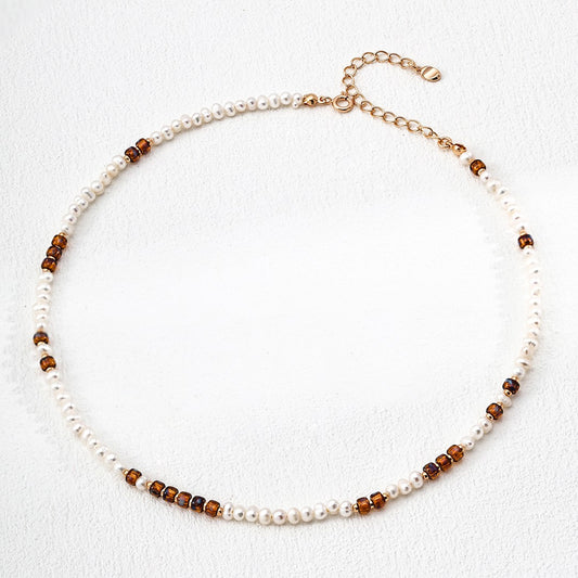 Colored Glaze&Pearl Necklace