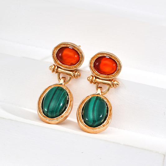 Malachite&Red Agate Earrings